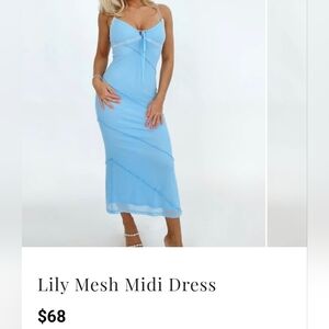 Lily Light Blue Mesh Midi Dress